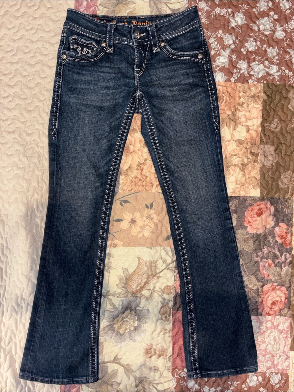 Rock Revival Dark Blue Embroidered Boot Cut Jeans - Picture 13 of 13